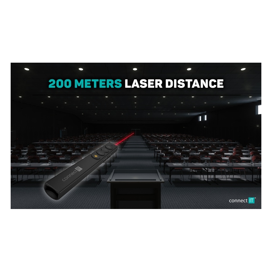 CONNECT IT CLP-2050-BK - Bezdrátový prezentér s laserovým ukazovátkem 1xAAA