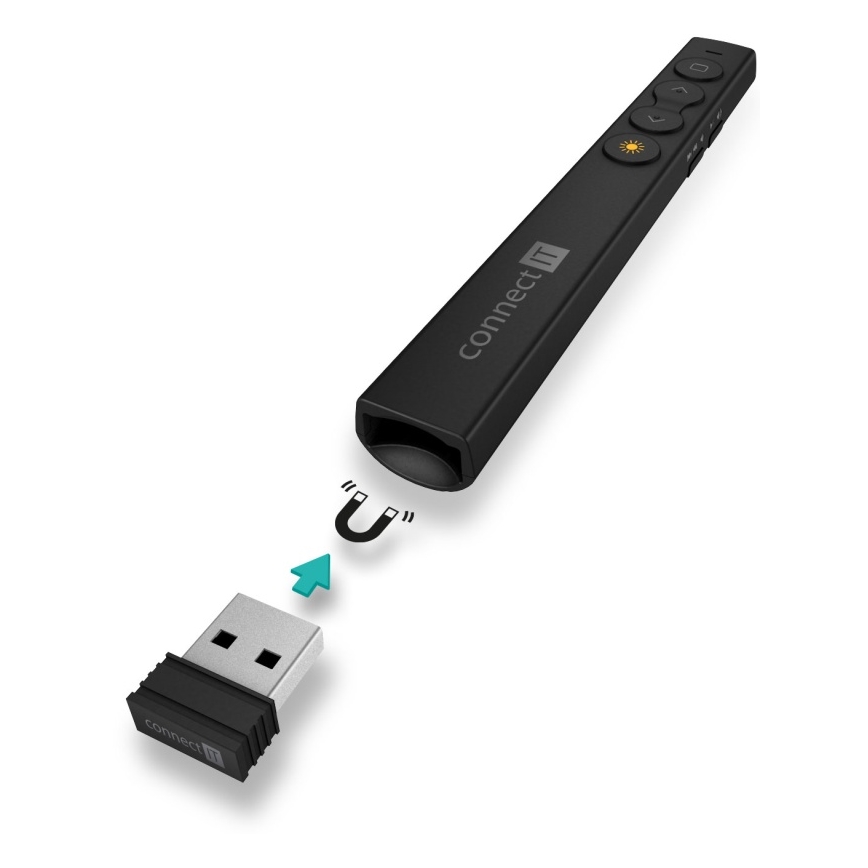 CONNECT IT CLP-2050-BK - Bezdrátový prezentér s laserovým ukazovátkem 1xAAA