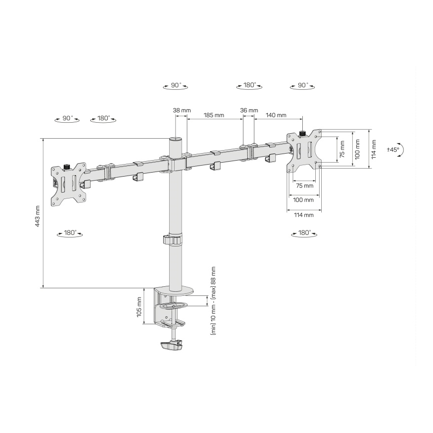 CONNECT IT CMF-3203-BK - Univerzální držák na 2 monitory 13-32” černá