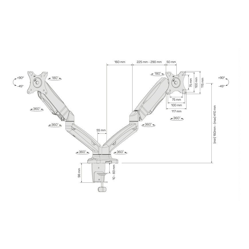 CONNECT IT CMF-3207-BK - Univerzální držák na 2 monitory 13-27” černá