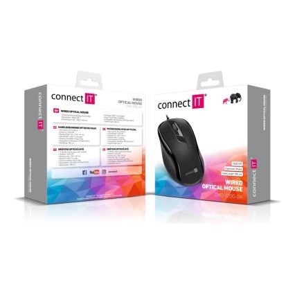 CONNECT IT CMO-1200-BK - Drátová myš 1000 DPI černá
