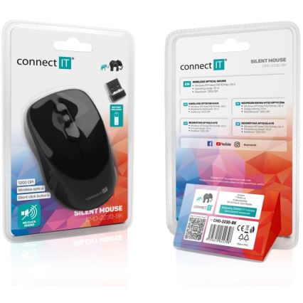 CONNECT IT CMO-2230-BK - Bezdrátová tichá myš MUTE 1200 DPI 1xAA černá
