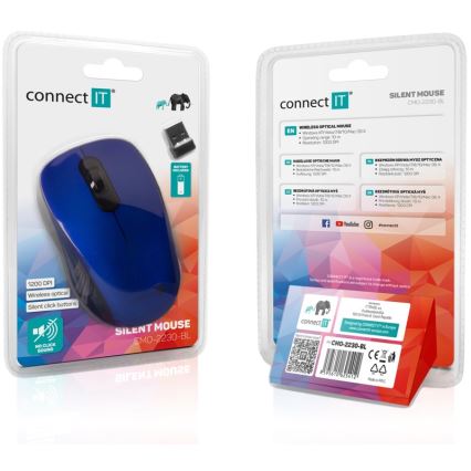 CONNECT IT CMO-2230-BL - Bezdrátová tichá myš MUTE 1200 DPI 1xAA černá/modrá