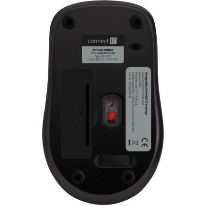 CONNECT IT CMO-2230-RD - Bezdrátová tichá myš MUTE 1200 DPI 1xAA černá/červená