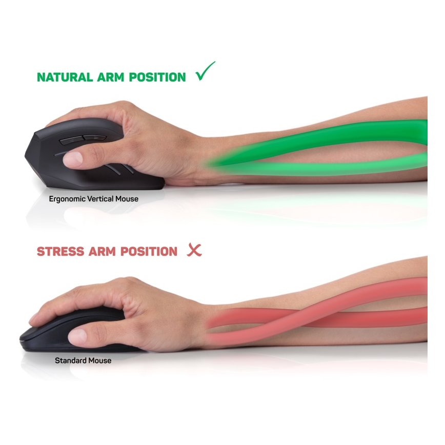 CONNECT IT CMO-2500-BK - Ergonomická drátová myš Verti Wire 1000/1600 DPI černá