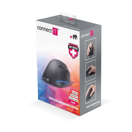 CONNECT IT CMO-2500-BK - Ergonomická drátová myš Verti Wire 1000/1600 DPI černá