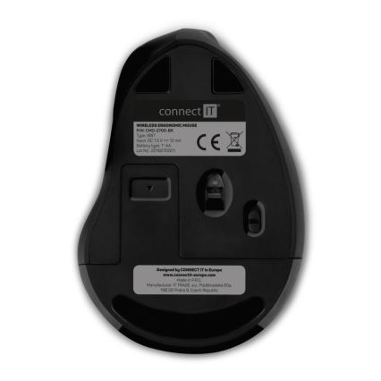 CONNECT IT CMO-2700-BK - Ergonomická bezdrátová myš 800/1200/1600 DPI 1xAA černá