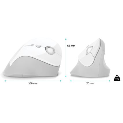 CONNECT IT CMO-2700-WH - Ergonomická bezdrátová myš 800/1200/1600 DPI 1xAA bílá