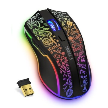 CONNECT IT CMO-3530-DD - LED RGB Bezdrátová nabíjecí herní myš 800/1200/1600/2400/4800 DPI 600 mAh černá