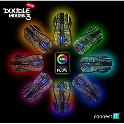 CONNECT IT CMO-3530-DD - LED RGB Bezdrátová nabíjecí herní myš 800/1200/1600/2400/4800 DPI 600 mAh černá
