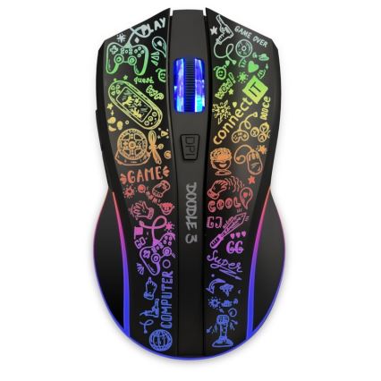 CONNECT IT CMO-3530-DD - LED RGB Bezdrátová nabíjecí herní myš 800/1200/1600/2400/4800 DPI 600 mAh černá
