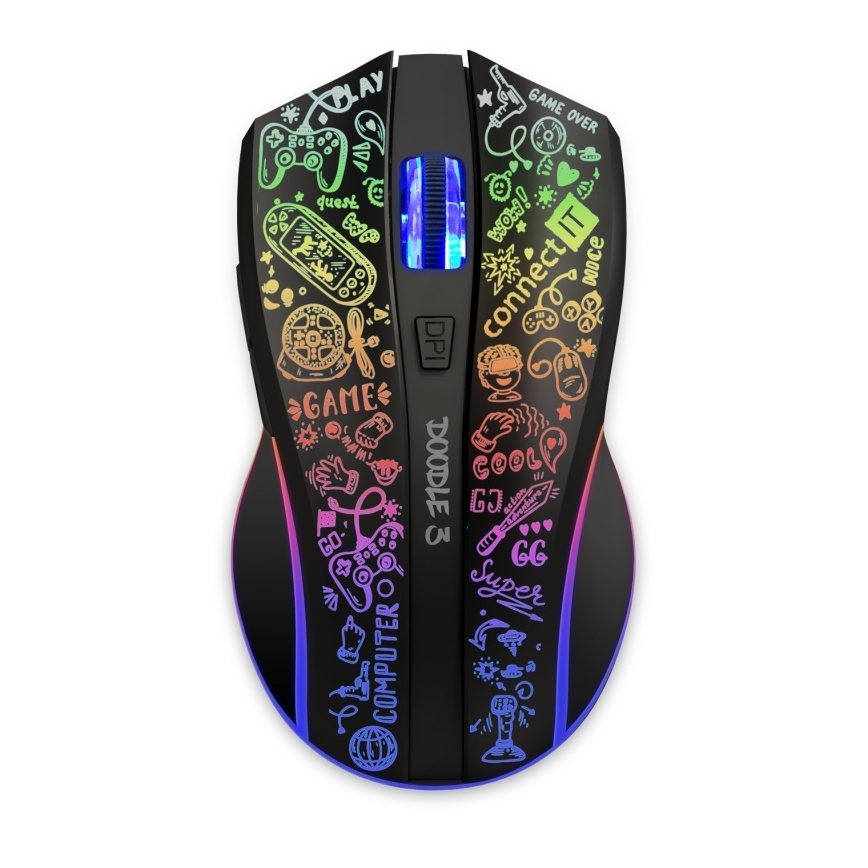 CONNECT IT CMO-3530-DD - LED RGB Bezdrátová nabíjecí herní myš 800/1200/1600/2400/4800 DPI 600 mAh černá