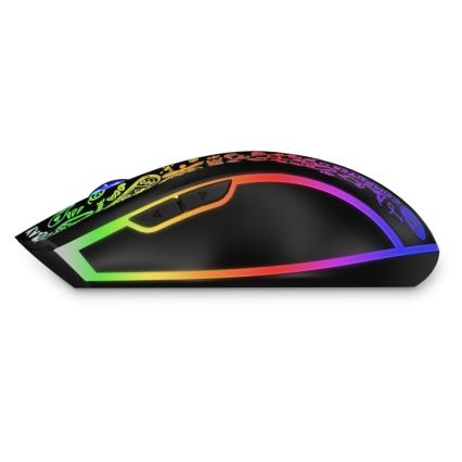 CONNECT IT CMO-3530-DD - LED RGB Bezdrátová nabíjecí herní myš 800/1200/1600/2400/4800 DPI 600 mAh černá