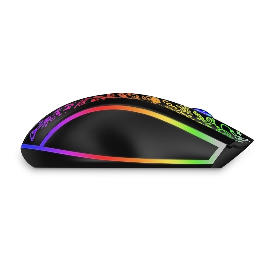 CONNECT IT CMO-3530-DD - LED RGB Bezdrátová nabíjecí herní myš 800/1200/1600/2400/4800 DPI 600 mAh černá