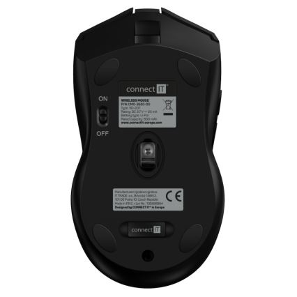 CONNECT IT CMO-3530-DD - LED RGB Bezdrátová nabíjecí herní myš 800/1200/1600/2400/4800 DPI 600 mAh černá