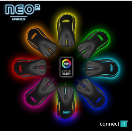 CONNECT IT CMO-3589-BK - LED RGB Drátová herní myš 200-7200 DPI černá