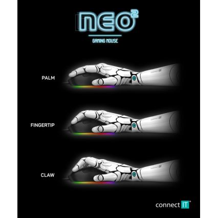 CONNECT IT CMO-3589-BK - LED RGB Drátová herní myš 200-7200 DPI černá