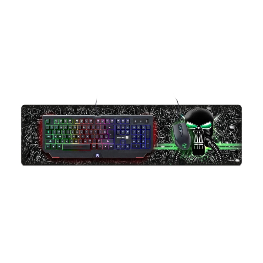 CONNECT IT CMP-1110-LG - Podložka pod klávesnici a myš 88,6x24,5 cm černá/zelená
