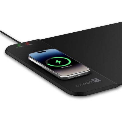 CONNECT IT CMP-2500-LG - Podložka pod klávesnici a myš s Qi bezdrátovým nabíjením 80x30 cm černá