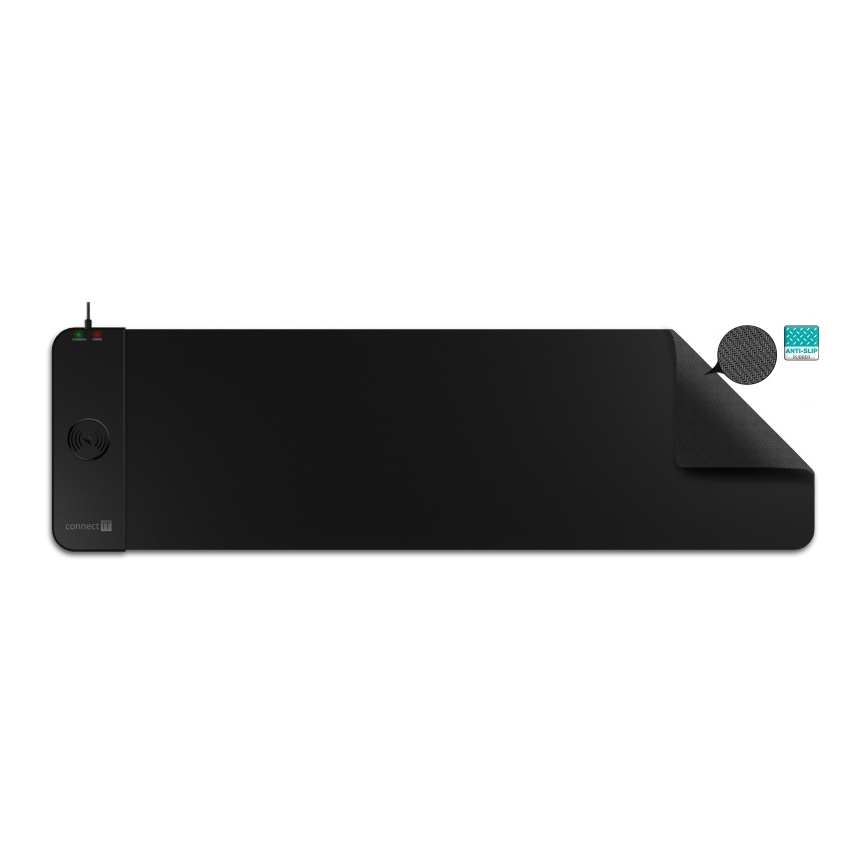 CONNECT IT CMP-2500-LG - Podložka pod klávesnici a myš s Qi bezdrátovým nabíjením 80x30 cm černá