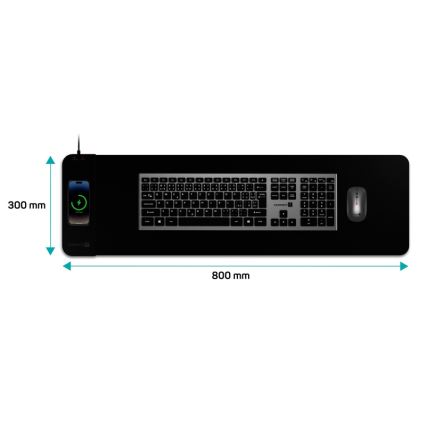 CONNECT IT CMP-2500-LG - Podložka pod klávesnici a myš s Qi bezdrátovým nabíjením 80x30 cm černá