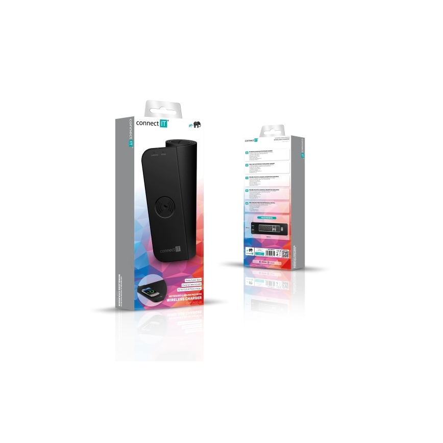 CONNECT IT CMP-2500-LG - Podložka pod klávesnici a myš s Qi bezdrátovým nabíjením 80x30 cm černá
