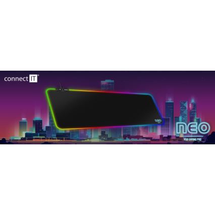 CONNECT IT CMP-3100-LG - LED RGB Herní podložka pod klávesnici a myš 80x30 cm černá