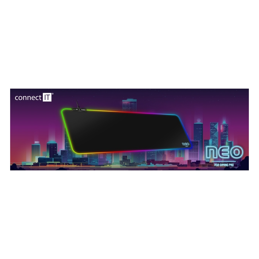 CONNECT IT CMP-3100-LG - LED RGB Herní podložka pod klávesnici a myš 80x30 cm černá