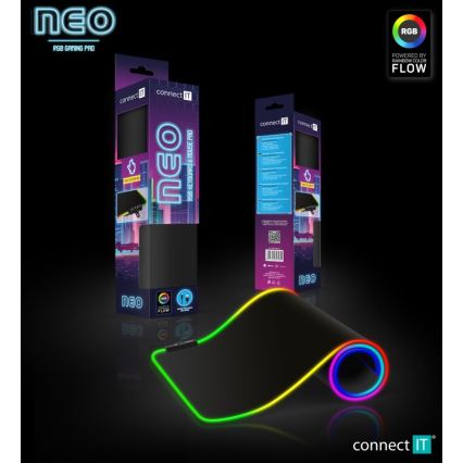 CONNECT IT CMP-3100-LG - LED RGB Herní podložka pod klávesnici a myš 80x30 cm černá