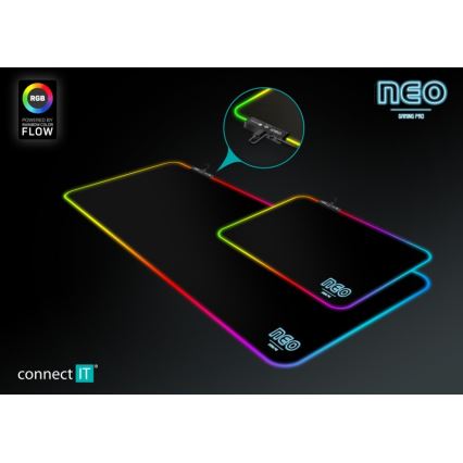 CONNECT IT CMP-3100-SM - LED RGB Herní podložka pod myš 32x24,5 cm černá
