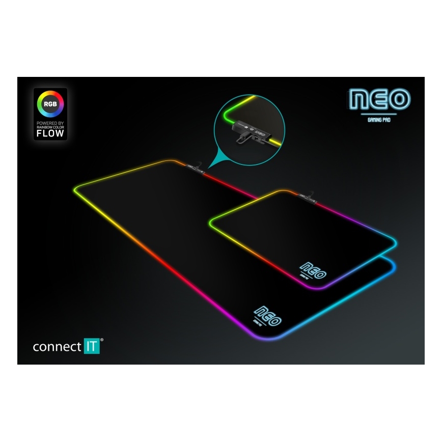 CONNECT IT CMP-3100-SM - LED RGB Herní podložka pod myš 32x24,5 cm černá