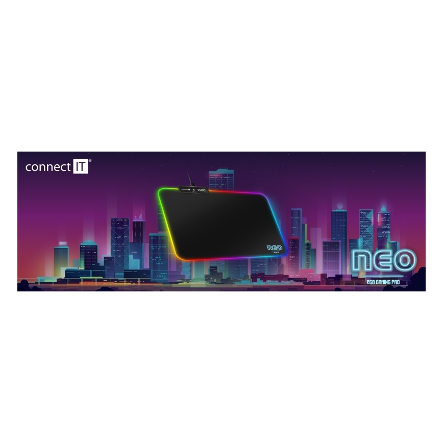 CONNECT IT CMP-3100-SM - LED RGB Herní podložka pod myš 32x24,5 cm černá