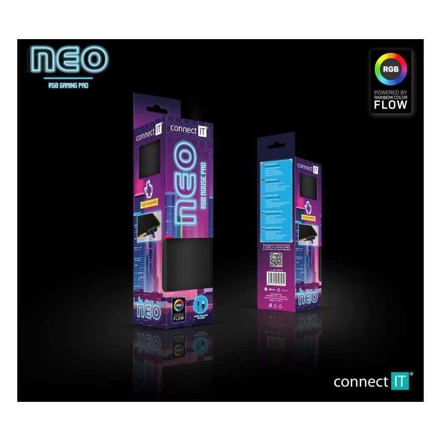 CONNECT IT CMP-3100-SM - LED RGB Herní podložka pod myš 32x24,5 cm černá