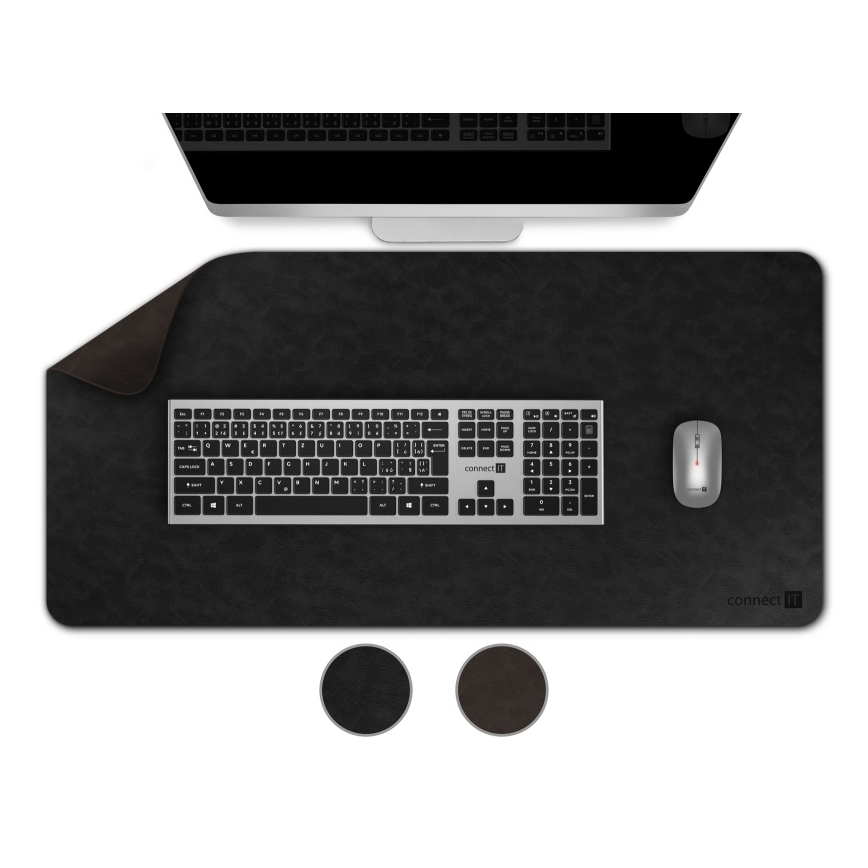 CONNECT IT CMP-4030-LG - Oboustranná podložka pod klávesnici a myš 90x40 cm černá/hnědá