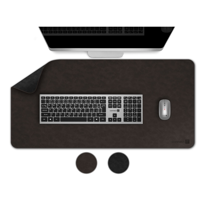 CONNECT IT CMP-4030-LG - Oboustranná podložka pod klávesnici a myš 90x40 cm černá/hnědá