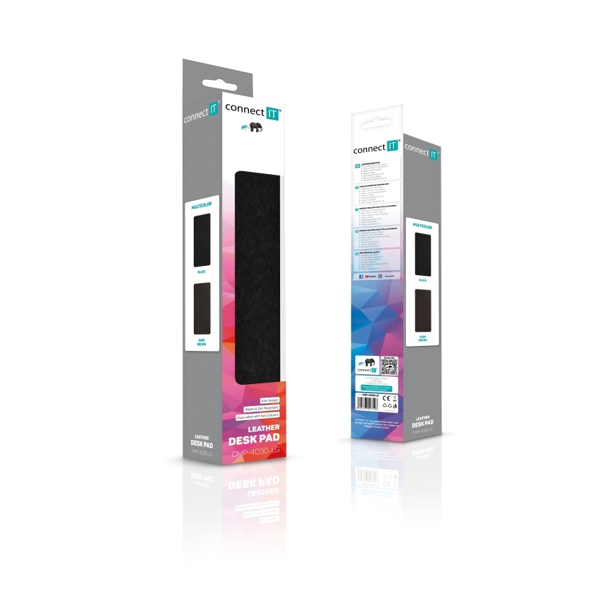 CONNECT IT CMP-4030-LG - Oboustranná podložka pod klávesnici a myš 90x40 cm černá/hnědá