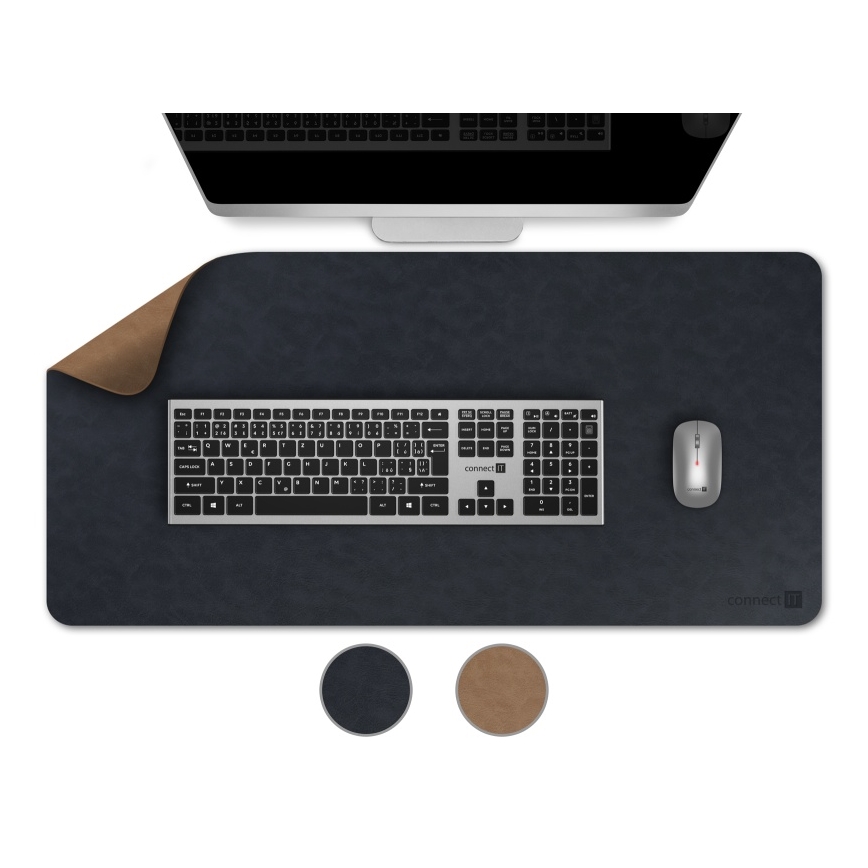 CONNECT IT CMP-4040-LG - Oboustranná podložka pod klávesnici a myš 90x40 cm modrá/hnědá