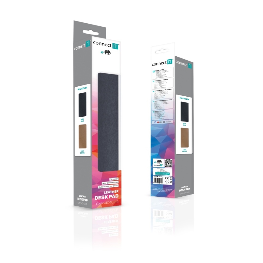 CONNECT IT CMP-4040-LG - Oboustranná podložka pod klávesnici a myš 90x40 cm modrá/hnědá