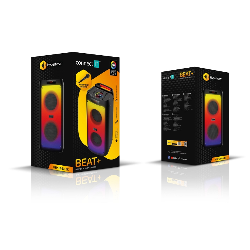 CONNECT IT HSP-3050-BK - LED Bezdrátový reproduktor s mikrofonem 60W/5V 4500 mAh černá+ dálkové ovládání