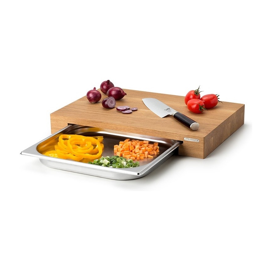 Continenta C4110 - Kuchyňské prkénko s mísou 39x27 cm dub