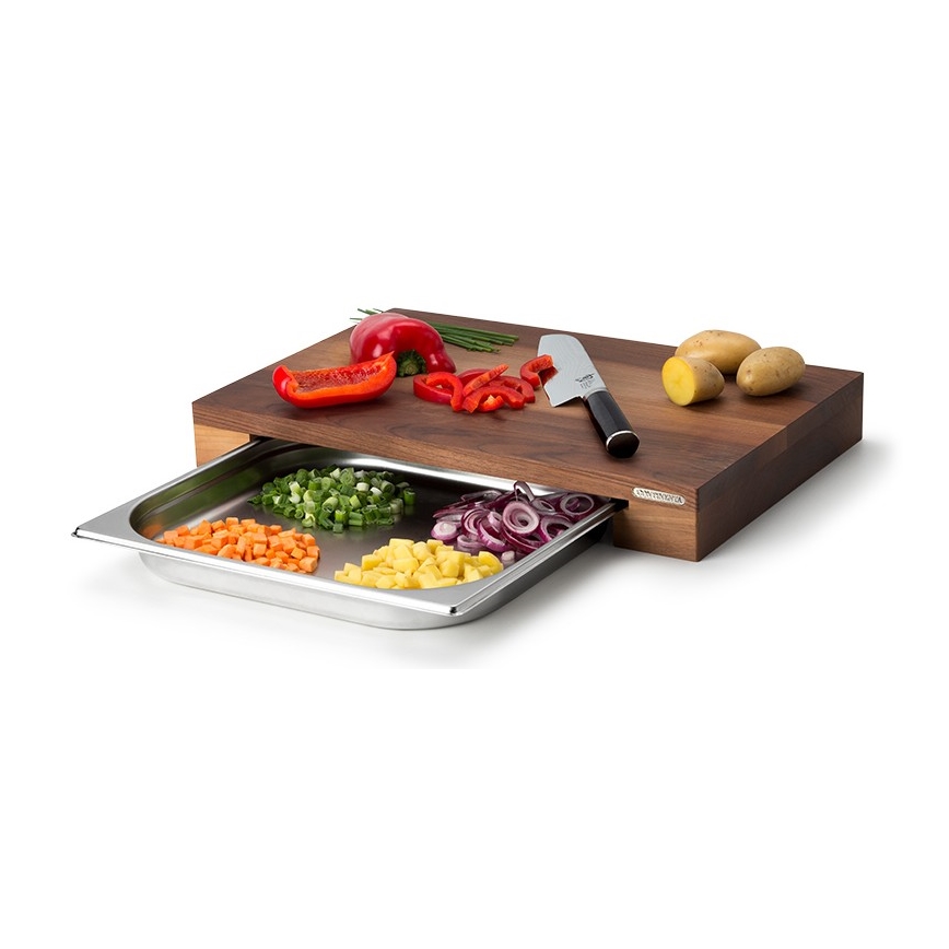Continenta C4210 - Kuchyňské prkénko s mísou 39x27 cm ořech
