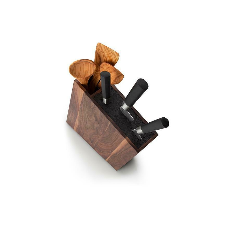 Continenta C4251- Stojan na nože s flexi vložkou a přihrádkou 31x8x24,5 cm ořech