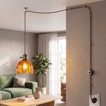 Cottex - Lustr na lanku do zásuvky NORA 1xE14/5W/230V hnědá