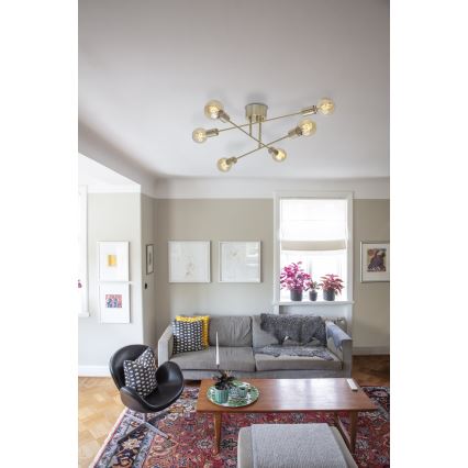 Cottex - Přisazený lustr BATON 6xE27/60W/230V mosaz