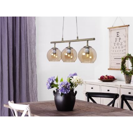 Cottex - Lustr na lanku CAPELLA 3xE14/40W/230V kouřová/hnědá