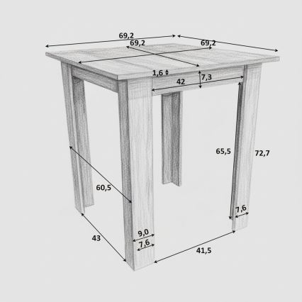 Čtvercový jídelní stůl LEVI dub