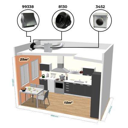 Dalap 8128 - Radiální potrubní ventilátor TURBINE M 100 60W/230V