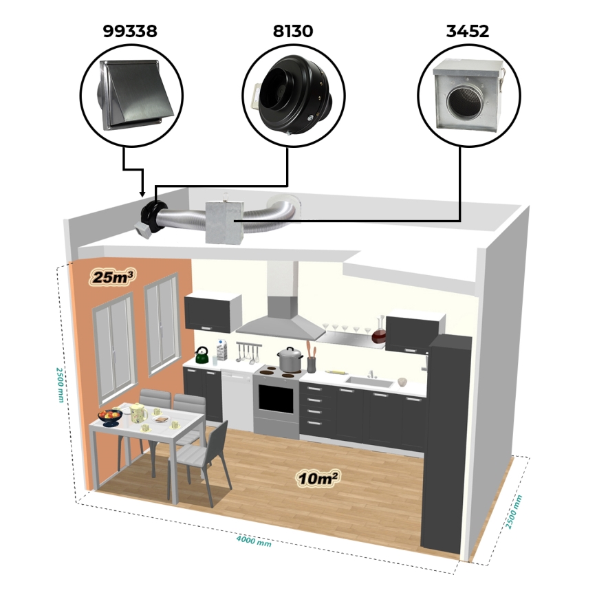 Dalap 8128 - Radiální potrubní ventilátor TURBINE M 100 60W/230V