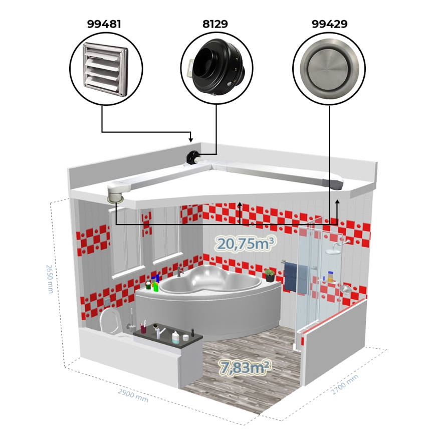 Dalap 8129 - Radiální potrubní ventilátor TURBINE M 125 62W/230V