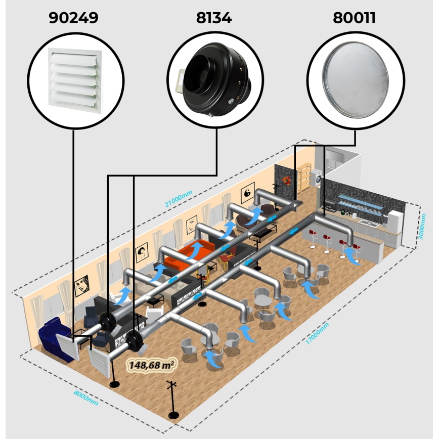 Dalap 8132 - Radiální potrubní ventilátor TURBINE M 200 150W/230V